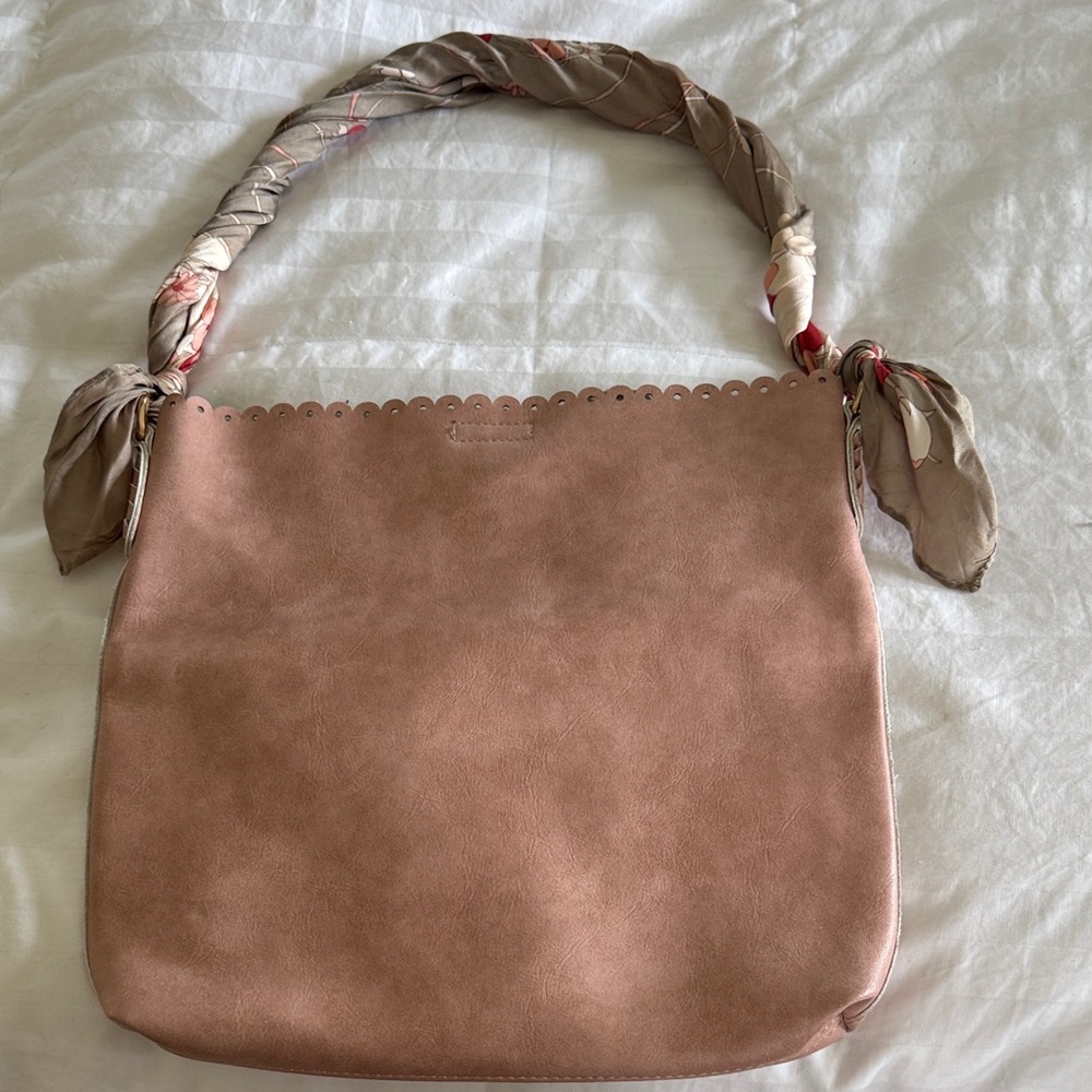 Elegant Pink Faux Leather Shoulder Bag